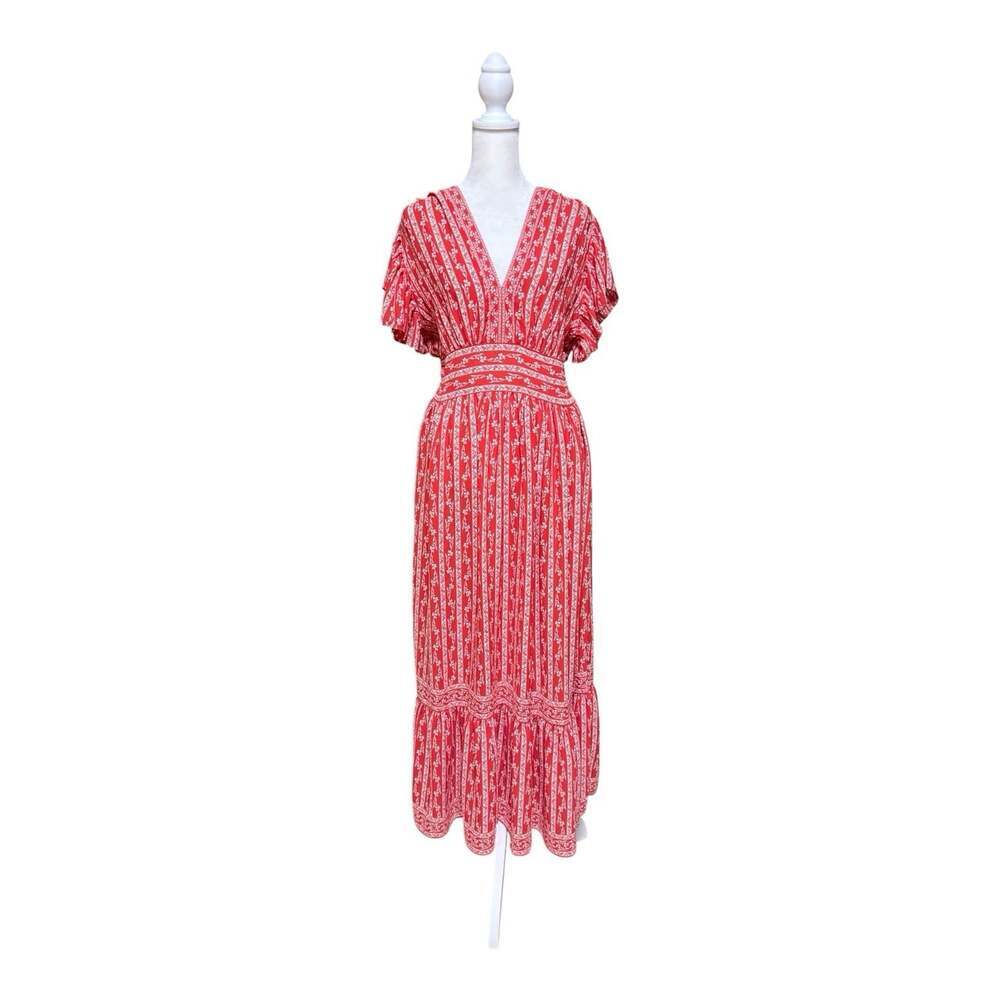 Max Studio Women’s Small Red White Printed Maxi Dress NWT Nordstrom $178
